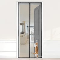 HOOMEE Mágneses Szúnyogháló Erkélyajtóra 90x210 cm, Fekete Rovarháló Függöny Átlátszó Anyagból, Tökéletes Zárás 1