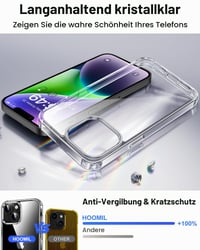 Priehľadný kryt HOOMIL Crystal Clear pre iPhone 14 Plus, ochrana proti žltnutiu, vojenská úroveň odolnosti voči nárazom 3