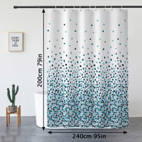 Perdea de duș Hoomtaook 240x200 cm, mozaic albastru, material textil poliester impermeabil, lavabilă, cu 12 inele și bază ponderată 7