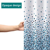 Perdea de duș Hoomtaook 240x200 cm, mozaic albastru, material textil poliester impermeabil, lavabilă, cu 12 inele și bază ponderată 6