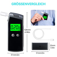 Hoonyer Alkoholteszter Digitális Kijelzővel, USB Töltéssel és 10 Szájfészekkel 4