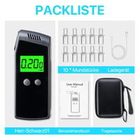 Hoonyer Alkoholteszter Digitális Kijelzővel, USB Töltéssel és 10 Szájfészekkel 2