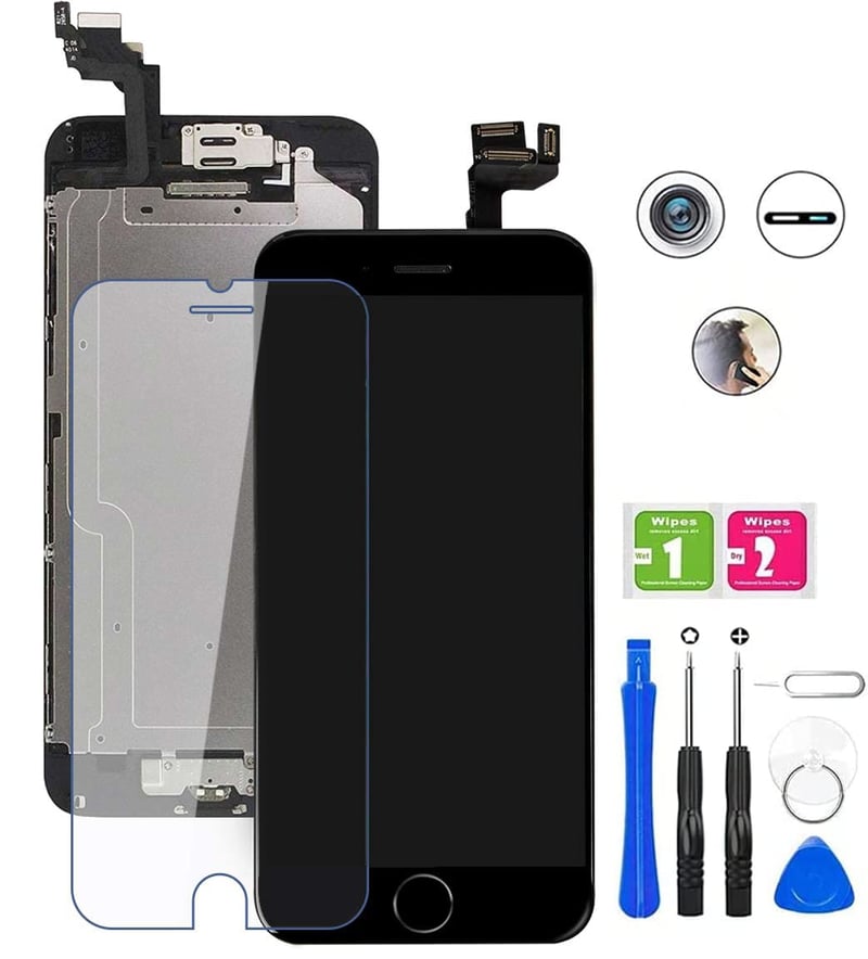 Ecran LCD cu touchscreen Hoonyer pentru iPhone 6S cu buton Home și flex cameră - negru