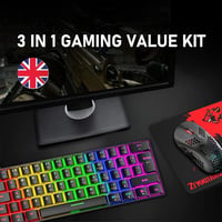 Hoopond 60% Mechanikus Gaming Billentyűzet 62 Gomb + RGB Egér 6400 DPI 2