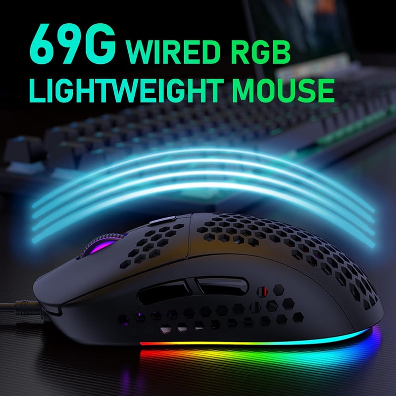 Hoopond 60% Mechanikus Gaming Billentyűzet 62 Gomb + RGB Egér 6400 DPI