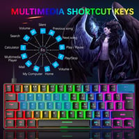 Hoopond 60% Mechanikus Gaming Billentyűzet 62 Gomb + RGB Egér 6400 DPI 8