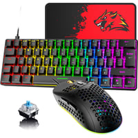 Hoopond 60% mehanička gaming tipkovnica + RGB miš set - crna, plavi prekidači, 6400 DPI 2