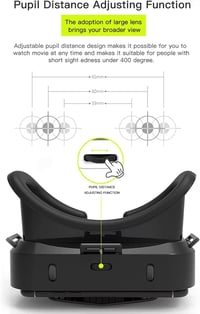 Hoorawwi Mini VR-szemüveg okostelefonhoz, 5–7,2", 3D filmekhez és játékokhoz 4
