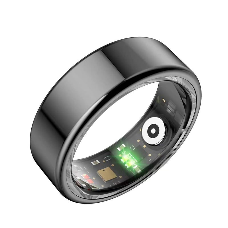 Inteligentný prsteň Hoorawwi, čierny, veľkosť 7 – monitor tepu, spánku a kyslíka v krvi, IP68, Bluetooth, krokomer, merač kalórií, pre ženy aj mužov