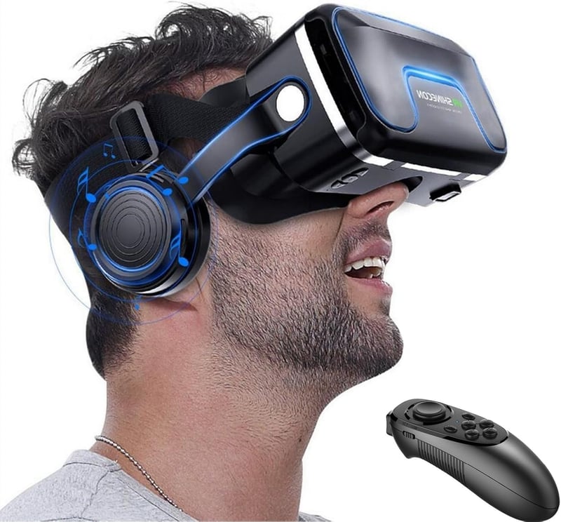 Hoorawwi VR Headset kontrollerrel és fejhallgatóval iOS és Android okostelefonokhoz