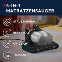 Aspirator pentru saltele Hoover HMC5 CORE antiacarieni 4-în-1 cu funcție Beat&Roll, lumină UV-C, pentru păr de animale și alergeni, rezervor XL de 600 ml, pentru saltele și tapițerie 4
