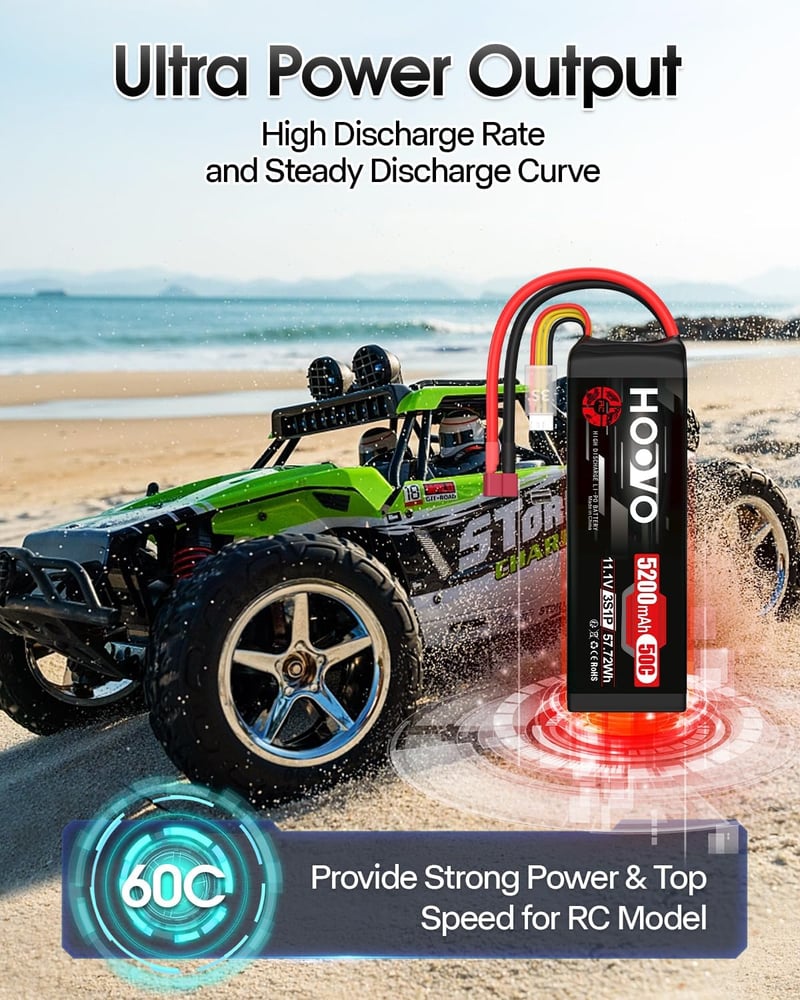 HOOVO 3S LiPo akkumulátor 11.1V 5200mAh 50C Dean T csatlakozóval RC repülő drón hajó autóhoz 2 db