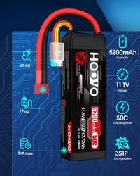 HOOVO 3S LiPo akkumulátor 11.1V 5200mAh 50C Dean T csatlakozóval RC repülő drón hajó autóhoz 2 db 2