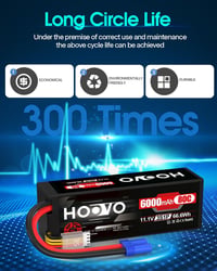 HOOVO LiPo akkumulátor 3S 11,1V 6000mAh 80C kemény tokkal EC5 csatlakozó RC 1 8 és 1 10 autókhoz teherautókhoz csónakokhoz 2 darabos készlet 6