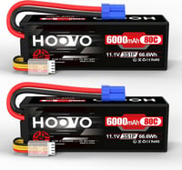 HOOVO LiPo akkumulátor 3S 11,1V 6000mAh 80C kemény tokkal EC5 csatlakozó RC 1 8 és 1 10 autókhoz teherautókhoz csónakokhoz 2 darabos készlet 1