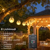 Ghirlandă luminoasă solară Hopexy pentru exterior, 15 m, 150 LED-uri, rezistentă la apă, 8 moduri, alb cald, pentru balcon, grădină, terasă, foișor, camping, decorare 5