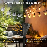 Ghirlandă luminoasă solară Hopexy pentru exterior, 15 m, 150 LED-uri, rezistentă la apă, 8 moduri, alb cald, pentru balcon, grădină, terasă, foișor, camping, decorare 2