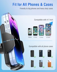 Hoppac 2 v 1 držiak na telefón do auta, s prísavkou a úchytom do mriežky ventilácie, otočný o 360 stupňov, ovládanie jednou rukou, pre zariadenia iPhone a Samsung 6