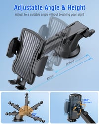 Hoppac 2 v 1 držiak na telefón do auta, s prísavkou a úchytom do mriežky ventilácie, otočný o 360 stupňov, ovládanie jednou rukou, pre zariadenia iPhone a Samsung 7
