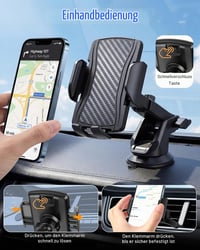 Hoppac 2 v 1 držiak na telefón do auta, s prísavkou a úchytom do mriežky ventilácie, otočný o 360 stupňov, ovládanie jednou rukou, pre zariadenia iPhone a Samsung 5