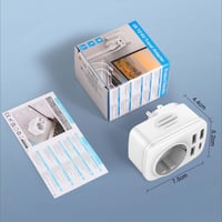 Hoppac 5-u-1 USA adapter, utičnica tipa B, 3x USB-A i 1x USB-C priključak, bijeli, za putovanja u SAD/Kanadu/Meksiko/Tajland, punjenje 5 uređaja istovremeno 7
