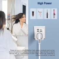 Hoppac 5-u-1 USA adapter, utičnica tipa B, 3x USB-A i 1x USB-C priključak, bijeli, za putovanja u SAD/Kanadu/Meksiko/Tajland, punjenje 5 uređaja istovremeno 5