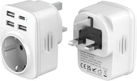 Hoppac 5 az 1-ben utazási adapter UK/Type G – 3× USB-A, 1× USB-C – fehér 1