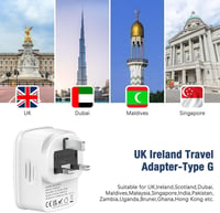 Hoppac 5 az 1-ben utazási adapter UK/Type G – 3× USB-A, 1× USB-C – fehér 3