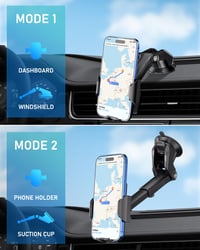 Hoppac držiak na mobil do auta so silnou prísavkou na palubnú dosku a čelné sklo, otočný o 360 stupňov, rýchle uvoľnenie, pre smartfóny s uhlopriečkou 4-7 palcov, metalický 3