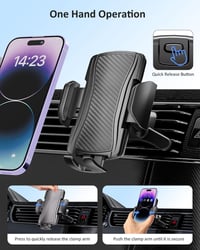 Držiak na mobil do auta Hoppac do mriežky ventilácie, pre 4-7" telefóny, s oceľovými háčikmi, otočný o 360°, čierny 4