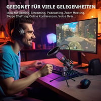 Hoppac USB kondenzátorový mikrofón na hranie hier pre PC so stojanom a pop filtrom 7