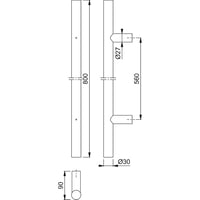 HOPPE E5011 Stangengriff tolófogantyú bejárati ajtóhoz, 800/560 mm, egyenes kivitel, rozsdamentes acél matt 2