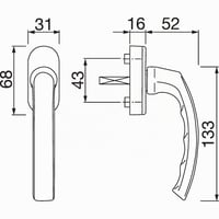 Okenná kľučka HOPPE Luxembourg VarioFit 10761612, 7 mm x 32 mm – 42 mm, strieborný elox 2