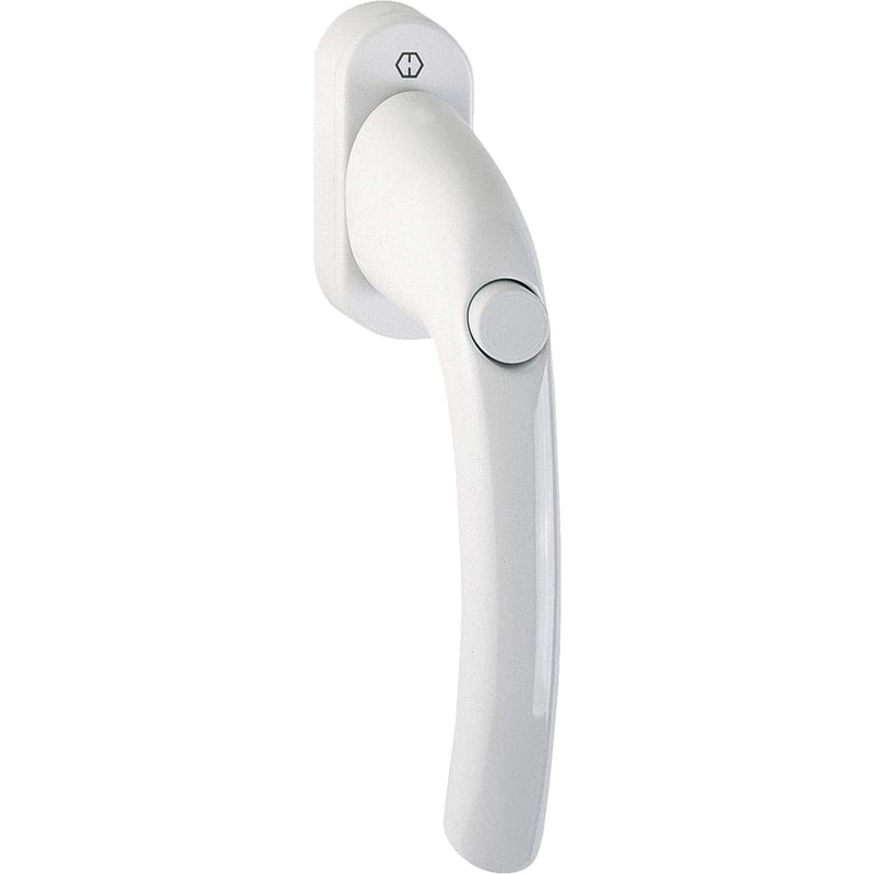Mâner fereastră HOPPE Tokyo cu buton de blocare - VK 7 x 35 mm - mâner fereastră de culoare albă