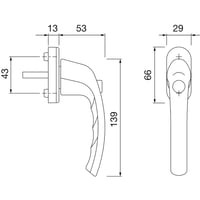 Mâner fereastră HOPPE Tokyo cu buton de blocare - VK 7 x 35 mm - mâner fereastră de culoare albă 2