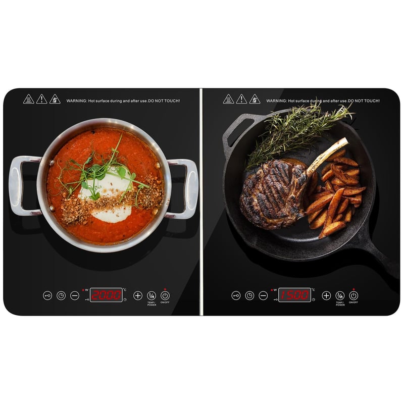 Plită cu inducție dublă portabilă - Afișaj LED, blocare pentru copii, 3500W