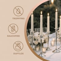 Horeca Candles kónické sviečky, farba slonová kosť, Ø 2,3 x 25 cm, 50 ks, neodkvapkávajúce, bez dymu, bez vône, doba horenia 7,5 hodiny, sviečka 5