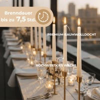 Horeca Candles kónické sviečky, farba slonová kosť, Ø 2,3 x 25 cm, 50 ks, neodkvapkávajúce, bez dymu, bez vône, doba horenia 7,5 hodiny, sviečka 3