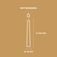 Horeca Candles kónické sviečky, farba slonová kosť, Ø 2,3 x 25 cm, 50 ks, neodkvapkávajúce, bez dymu, bez vône, doba horenia 7,5 hodiny, sviečka 6