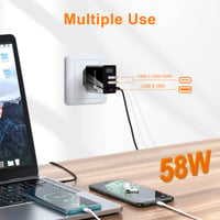 Nabíjačka HORJOR USB-C, 3 porty, 58 W, PD USB-C a USB-A 4