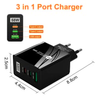 Nabíjačka HORJOR USB-C, 3 porty, 58 W, PD USB-C a USB-A 2