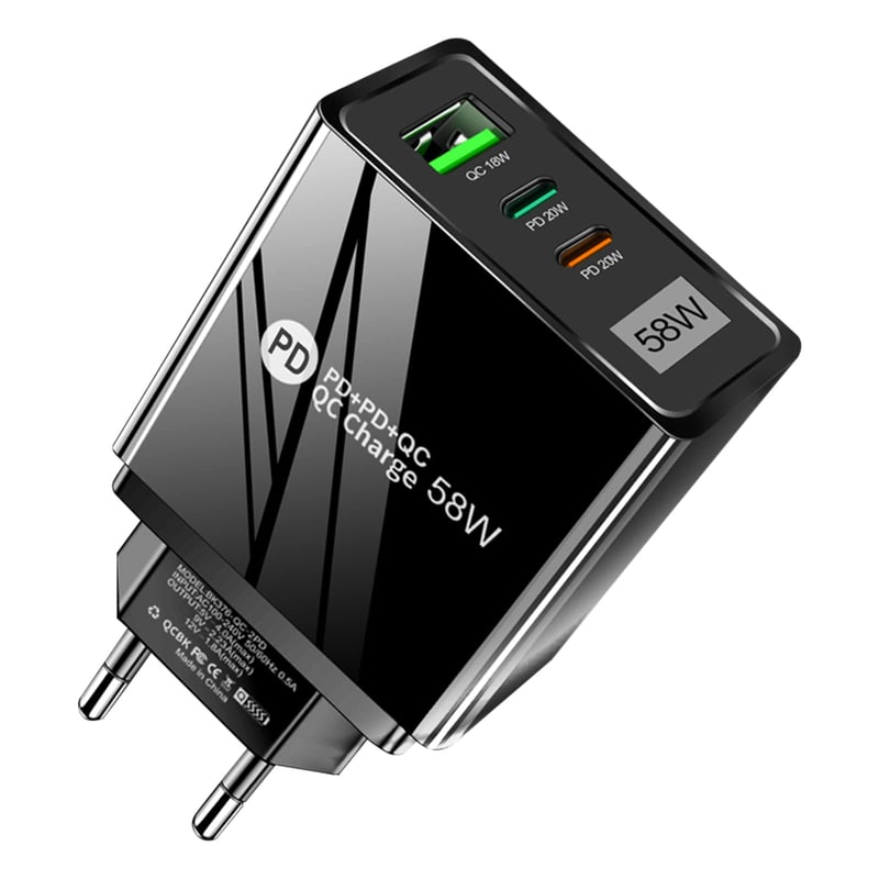 Nabíjačka HORJOR USB-C, 3 porty, 58 W, PD USB-C a USB-A