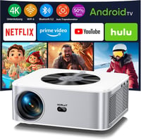 HORLAT 28000 Lumen 4K Projektor - WiFi 6, Bluetooth 5.2, Automatikus Keystone Korrekció, 50% Zoom, Android TV Rendszer, Otthoni Mozi és Okos 1