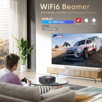 HORLAT 4K Android projektor, Full HD 1080P, WiFi 6, Bluetooth, 360° forgatható - fekete-barna 6