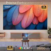 HORLAT 4K Android projektor, Full HD 1080P, WiFi 6, Bluetooth, 360° forgatható - fekete-barna 8