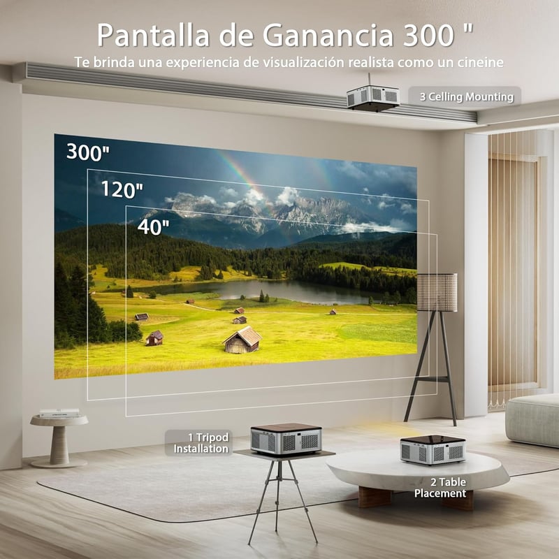 HORLAT 4K Projektor 16000 Lumen 5G WiFi Bluetooth 300 hüvelykes kijelzővel Netflix YouTube