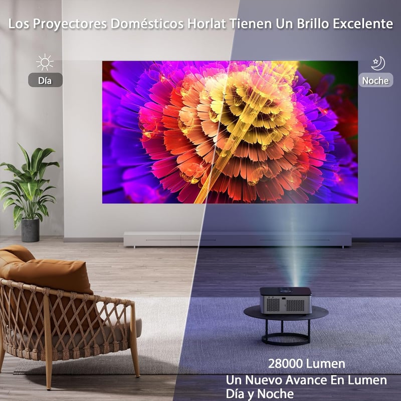 HORLAT 4K Projektor 16000 Lumen 5G WiFi Bluetooth 300 hüvelykes kijelzővel Netflix YouTube