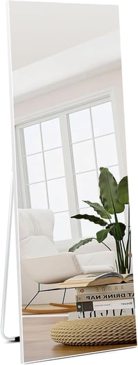 HORLIMER Álló Tükör 150x51 cm Fehér Kerettel - Teljes Alakos Fali vagy Szabadon Álló Tükörlap Hálószobába, Nappaliba, Előszobába, Öltözőbe 1