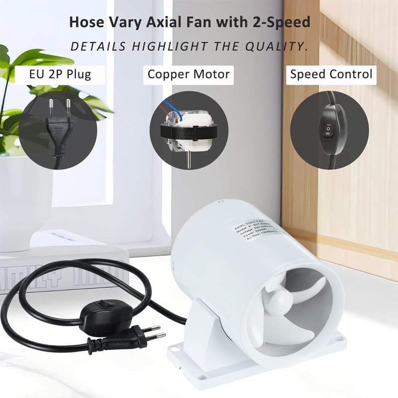 Hose Vary 100mm Csatornás Ventilátor Állítható Sebességgel + Csatornacső + Szerelési Készlet