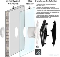 Hose Vary 150mm fekete fürdőszobai ventilátor párazáró szeleppel és visszacsapó lappal 6